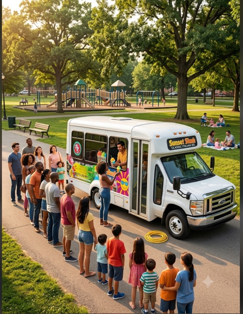 The Sunset Slush mobile ice cream bus